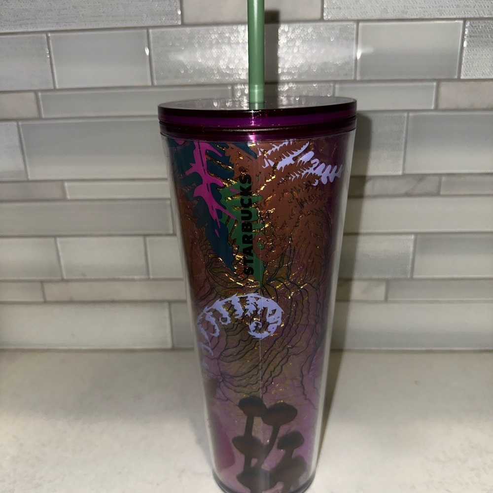 STARBUCKS TUMBLER Fall 2022 FOIL BERRY WOODLAND MUSHROOM ColdCup 24oz IRIDESCENT